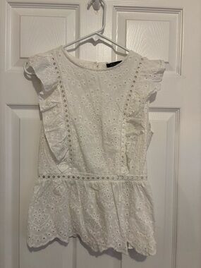 Romantic White Eyelet Ruffle Blouse